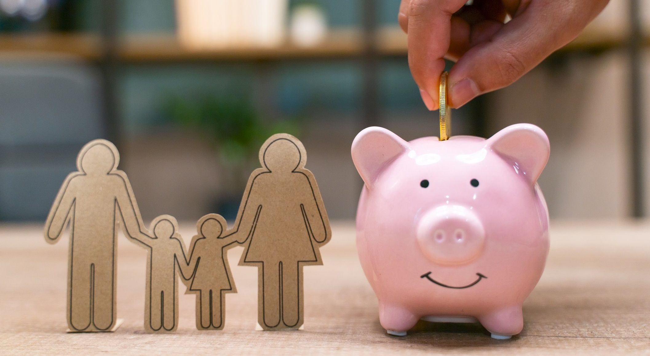 Piggy Bank with cut out family